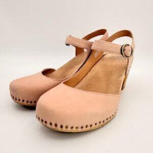 Dansko Pink Nubuck Leather Mary Jane Clog Heels Size 39 (US 8.5–9)